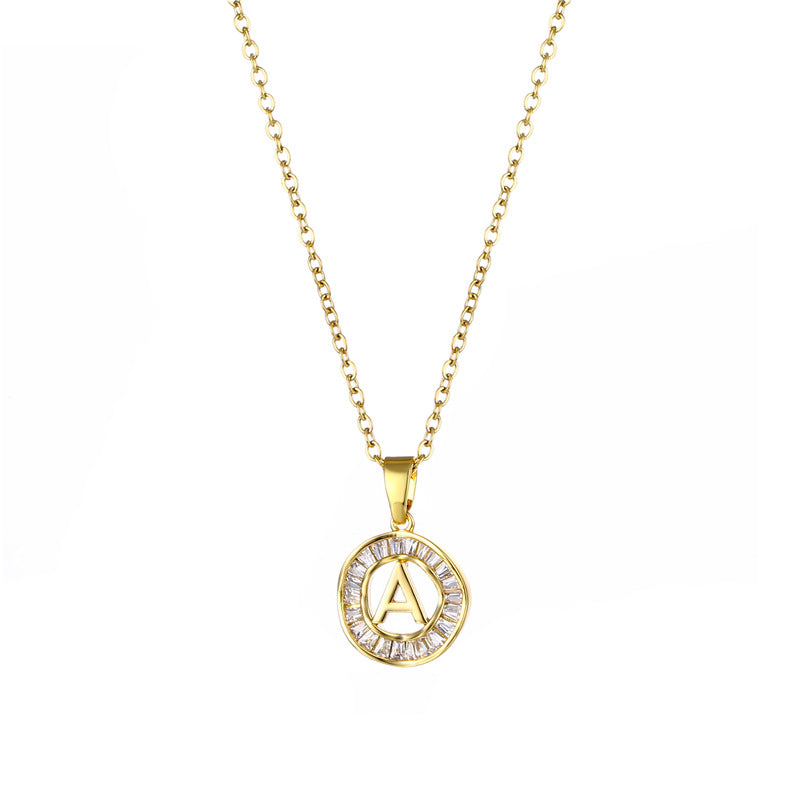 Natural Letter Text Number Stainless Steel Electroplating Necklaces