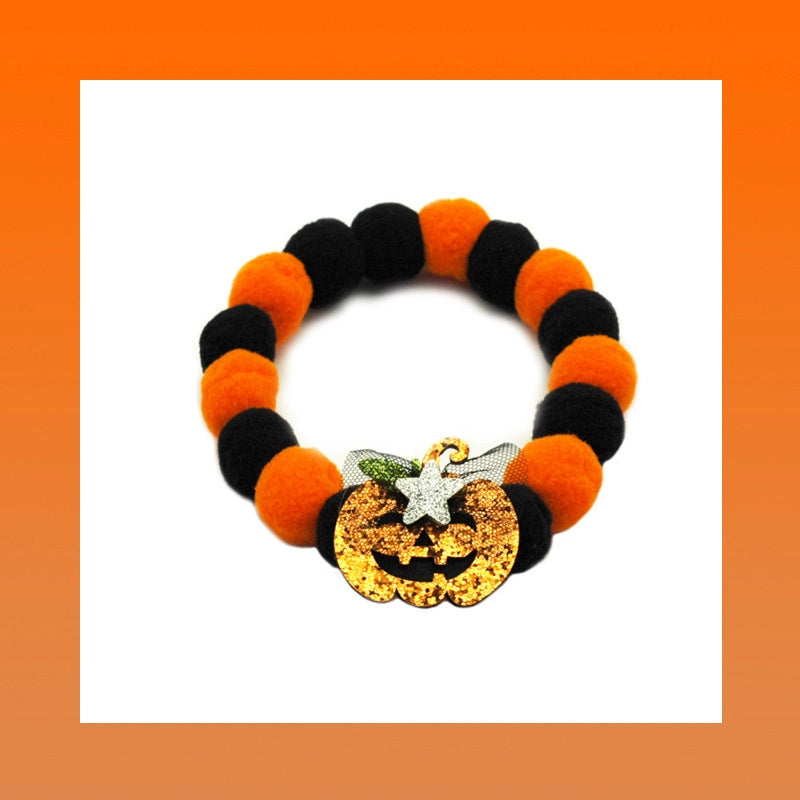 Colorful Ghost Festival Cat Dog Ball Collar Elastic Adjustable Pet Halloween Accessories Cole Duck Accessories