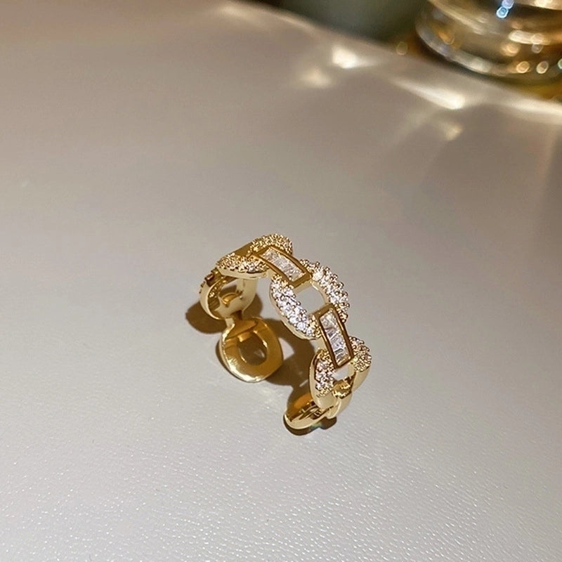 Fashion Rabbit Heart Shape Flower Copper Plating Inlay Shell Zircon Open Ring 1 Piece