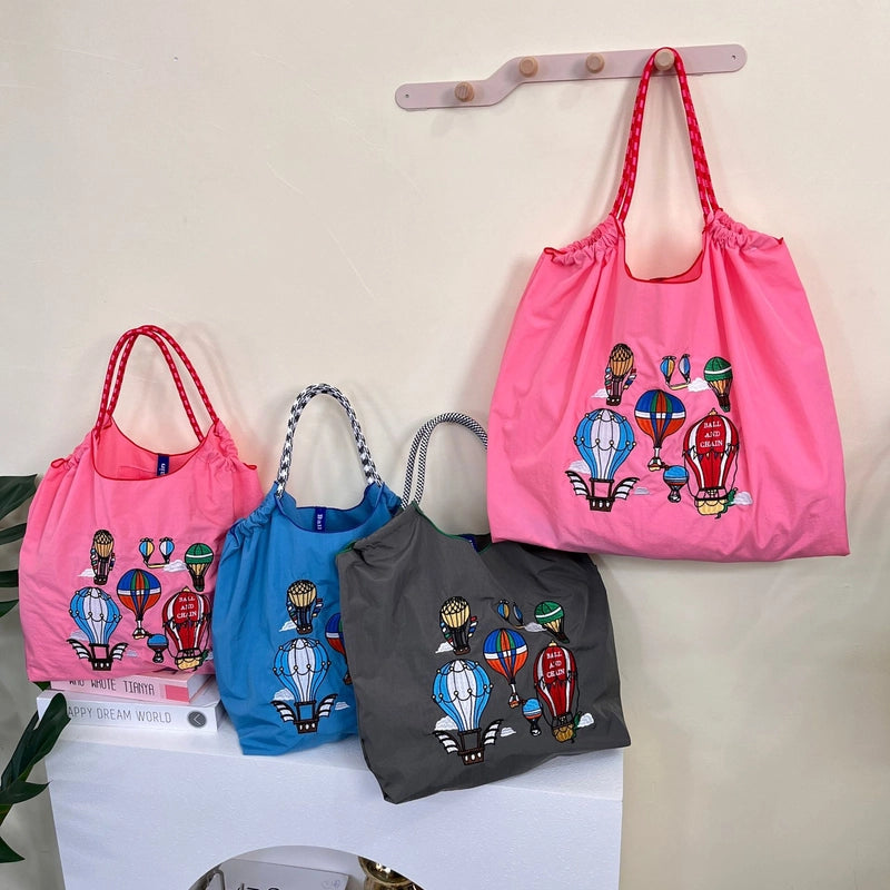 Women's Cute Printing Hot Air Balloon Nylon Shopping Bags