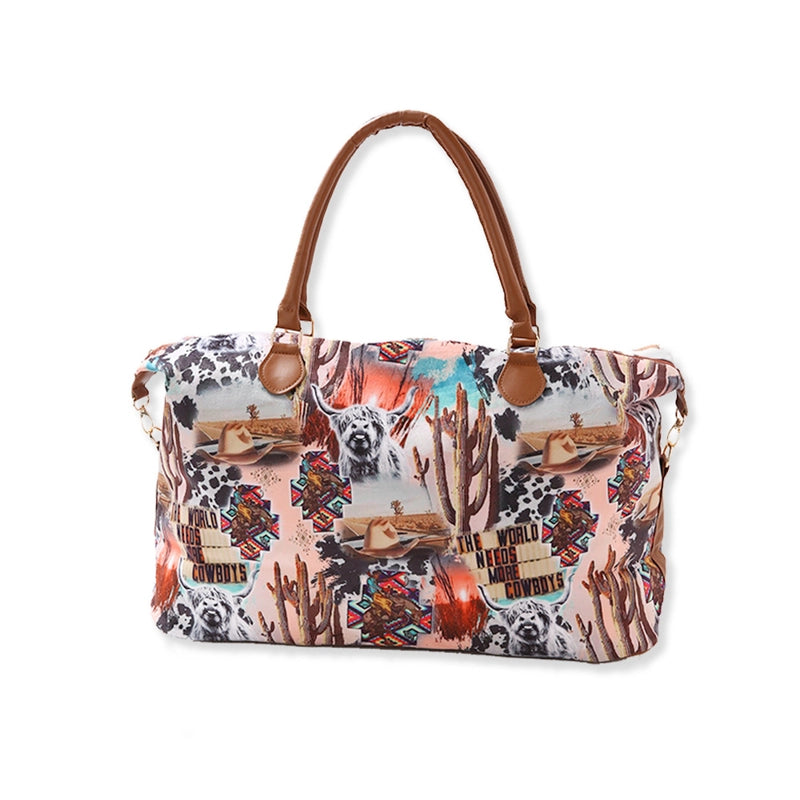Women's Pu Leather Canvas Printing Vintage Style Classic Style Square Zipper Handbag Travel Bag