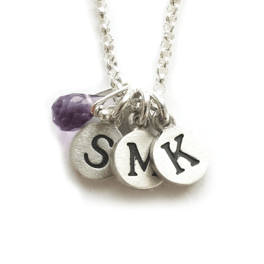 Personalized Tiny Dot Necklace with Gemstones