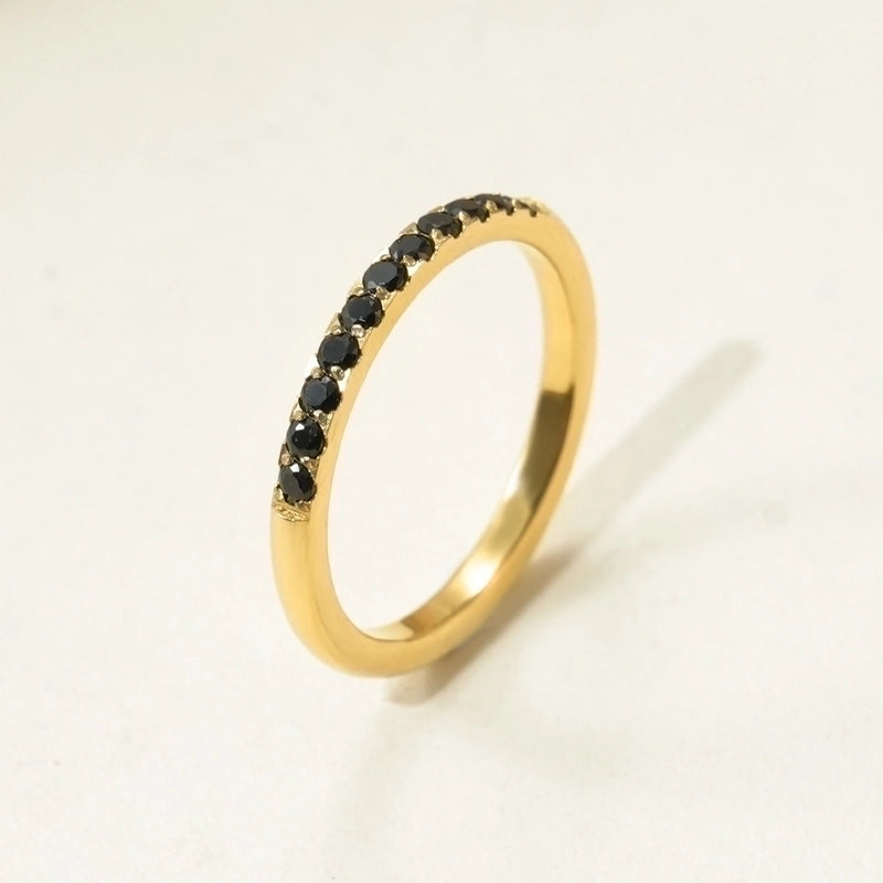 Minimalist Commute Geometric 304 Stainless Steel Rhinestones 14K Gold Plated Polishing Inlay Rings
