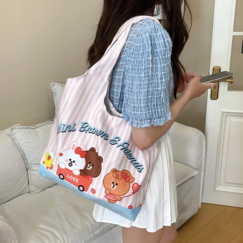 Women's Large Polyester Animal Letter Elegant Cute Streetwear Square Magnetic Buckle Tote Bag