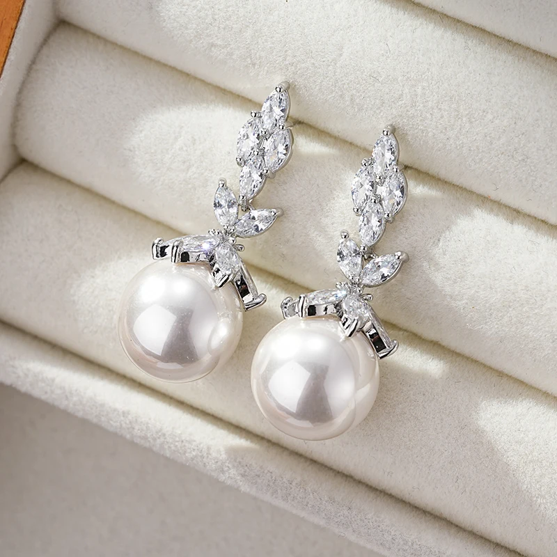 SENYU Custom Fashion Awl Shape Design Ball Pearl Earring for Women Trendy Girls Party Jewelry Gifts Drop Earring 2024 New