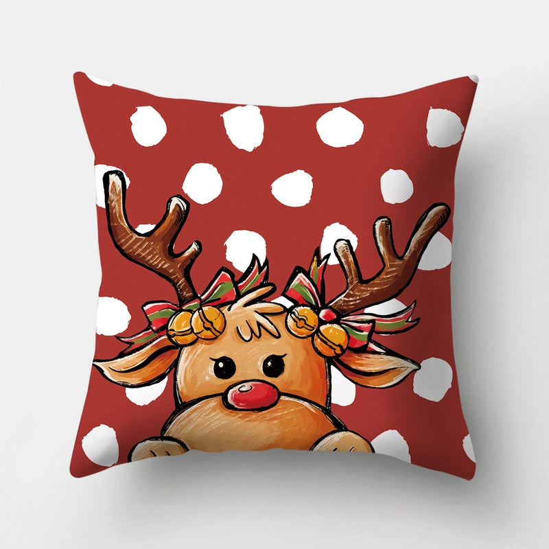 Christmas Minimalist Santa Claus Gift Box Snowman Fibre Peach Skin Pillow Cases Couch & Sofa Decor