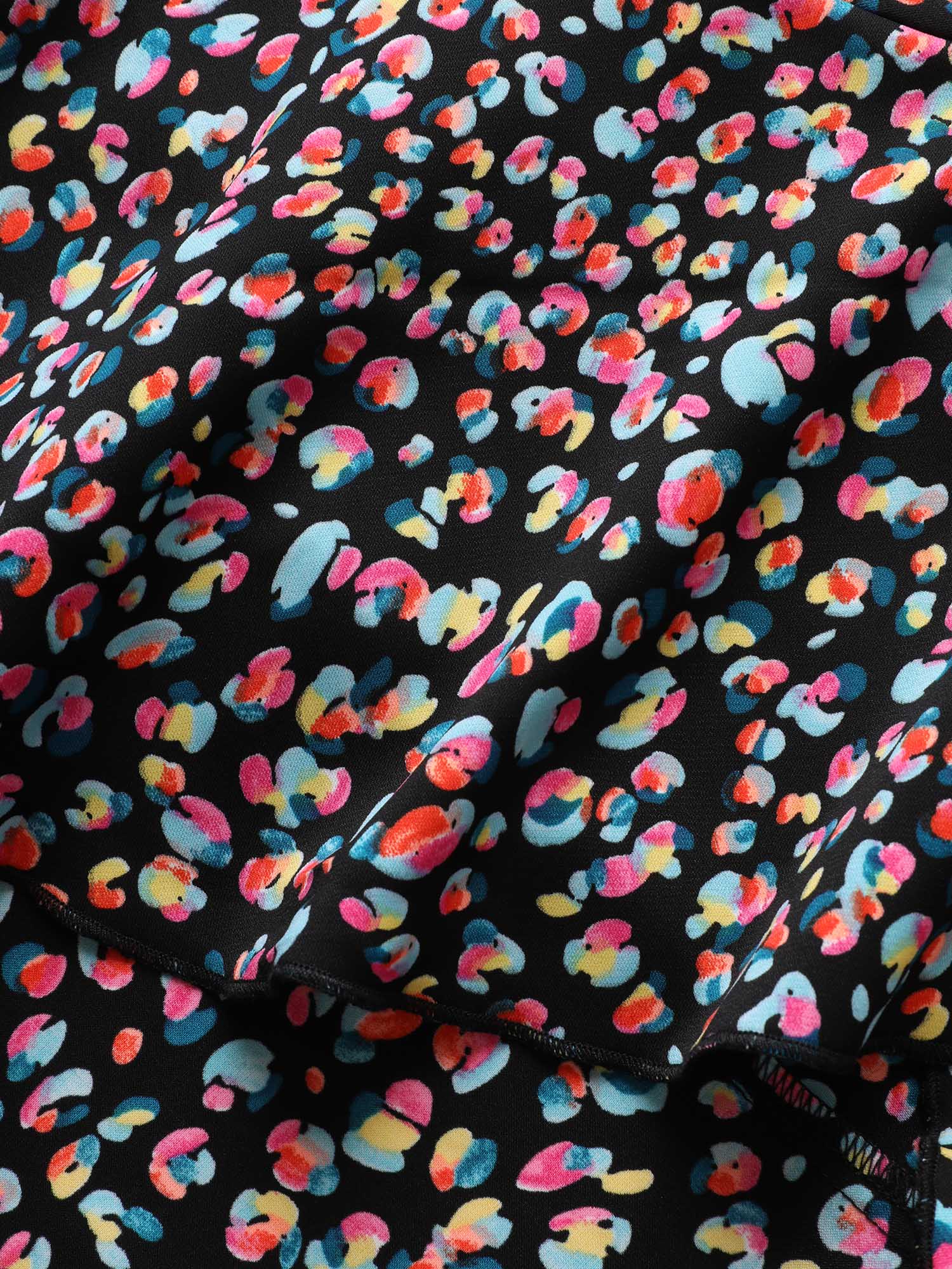 Allover Print Halter Neck Wrap Hem Dress