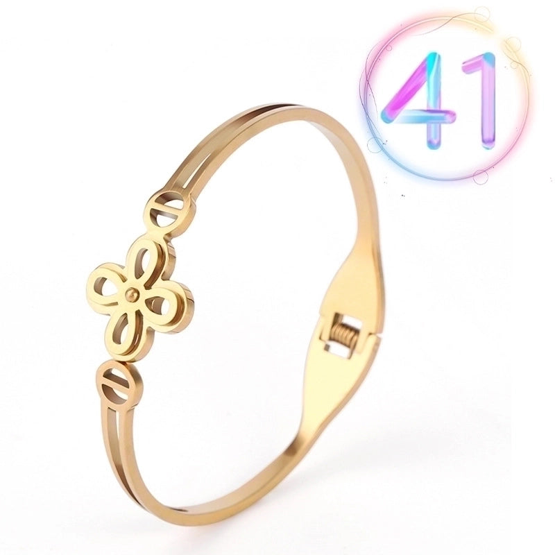 2 Pieces Fashion Geometric Stainless Steel Plating Zircon Bangle