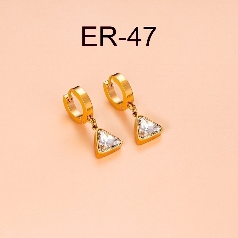1 Pair Fashion Sector Heart Shape Tassel Gold Plated Inlay 304 Stainless Steel Zircon Stainless Steel Earrings