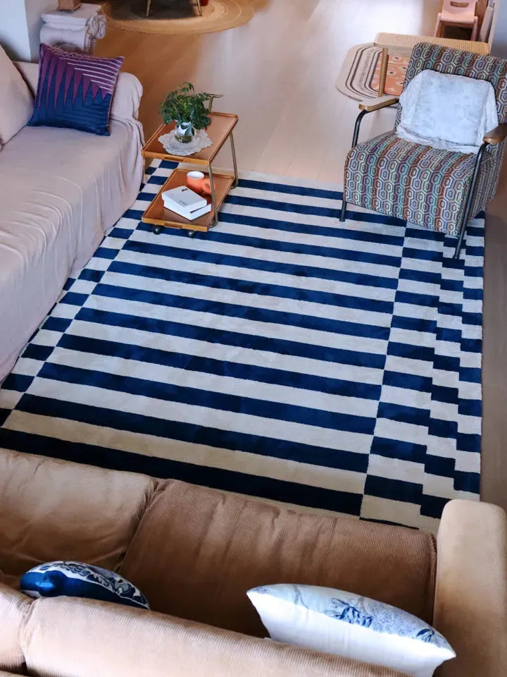 Karl Blue Striped Carpet