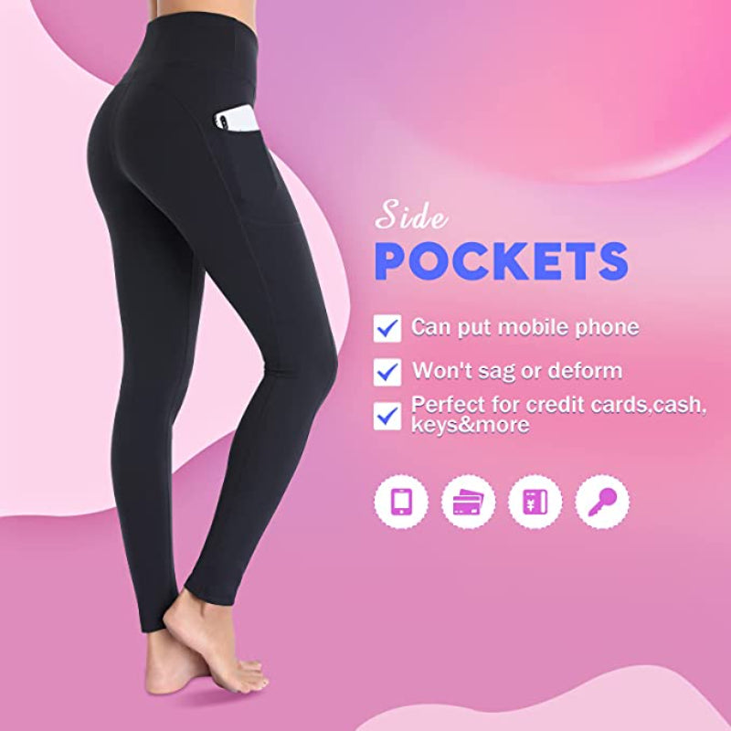 Yoga Pants with Pockets, Tummy Control, Workout Running Leggings with Pockets for Women