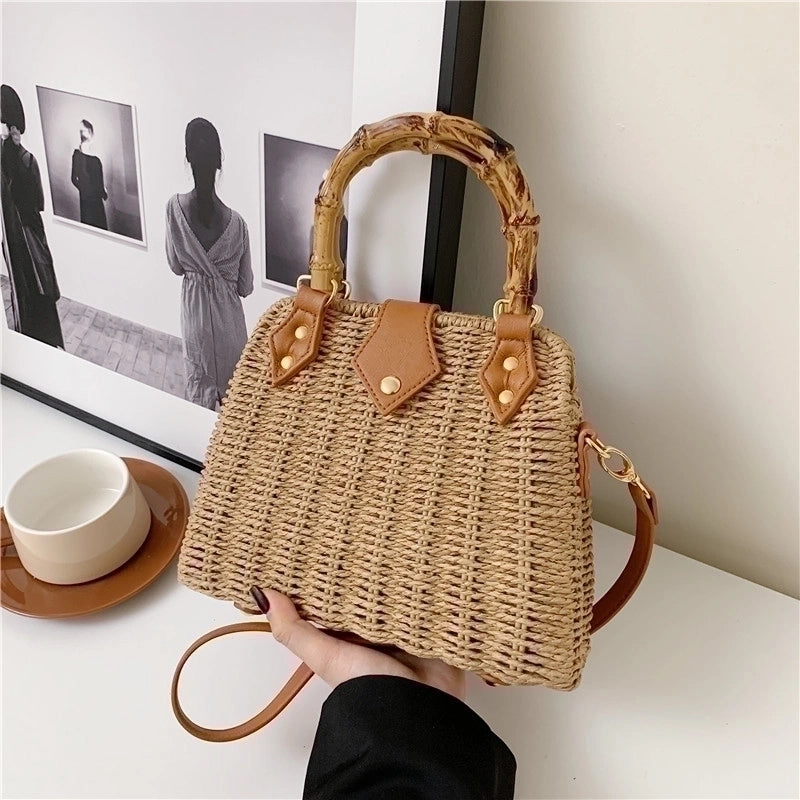 Women's All Seasons Straw Vacation Handbag