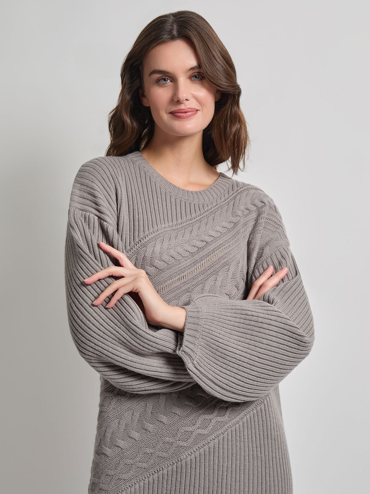 Oversized Cable Knit Wool Blended Sheath Maxi Dress