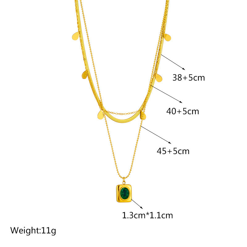 Fashion Women Square Chain Titanium Steel Electroplating Jewelry Sets
