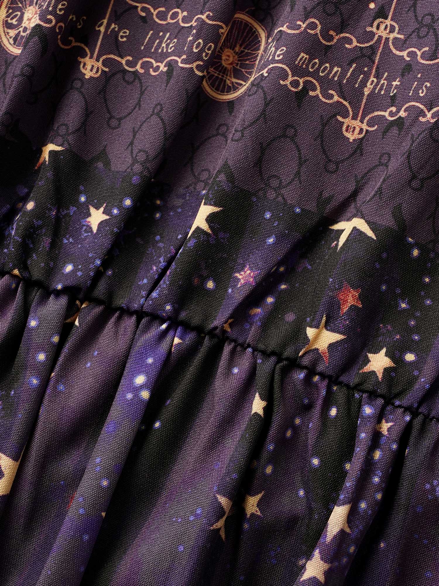Star & Moon Print Elastic Waist Maxi Cami Dress