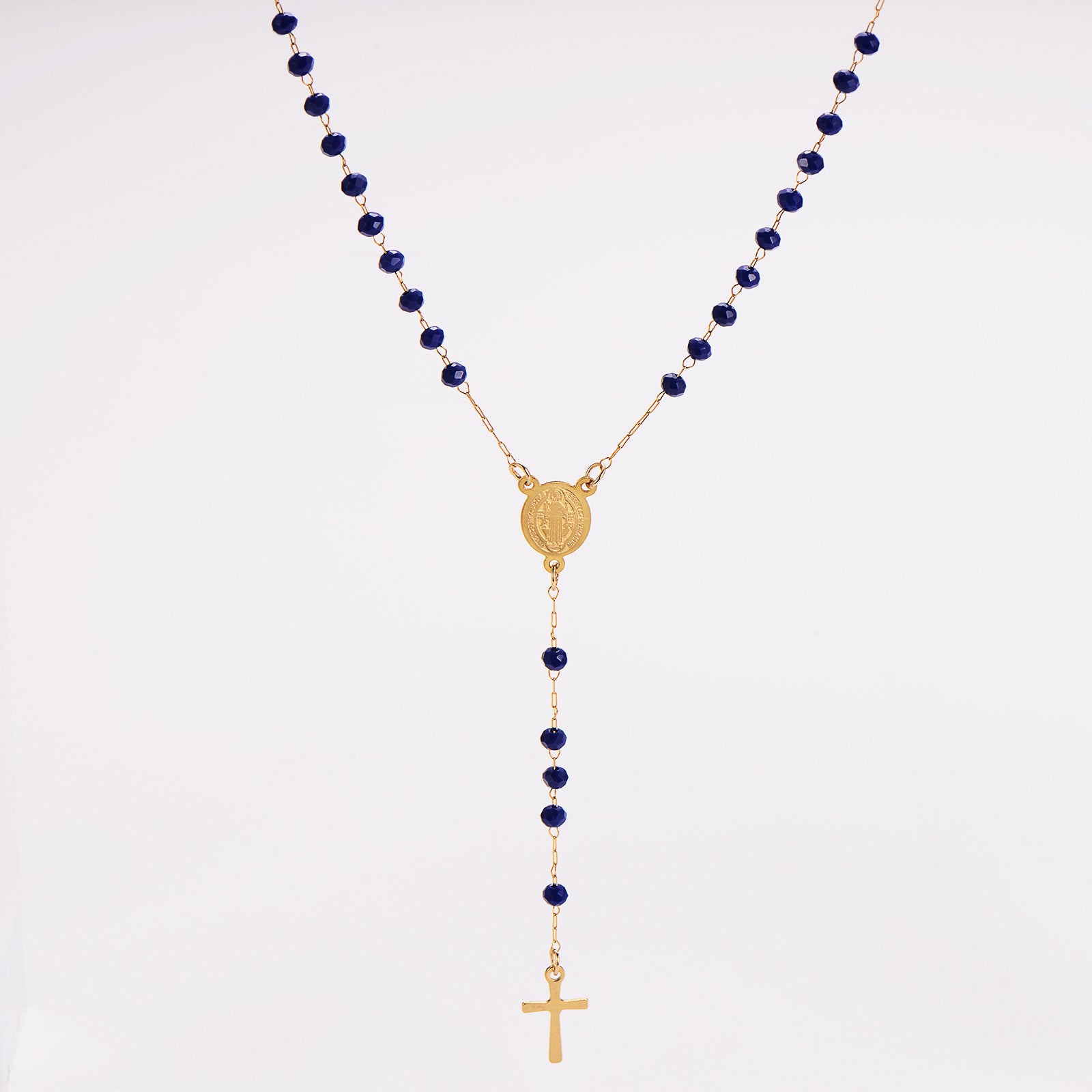 Aml Stainless Steel Vintage Oval Cross Bead Necklace