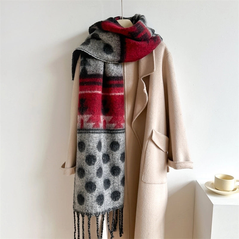 Women's Elegant Basic Minimalist Polka Dots Imitation Cashmere Polyester Scarf