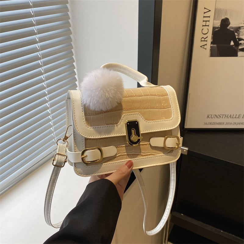 Women's Medium Pu Leather Solid Color Streetwear Square Magnetic Buckle Crossbody Bag