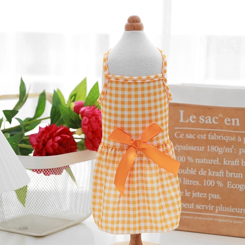 Summer Thin Pet Dress Princess Style Teddy Cat Strap Polka Dot Skirt Dog Clothes