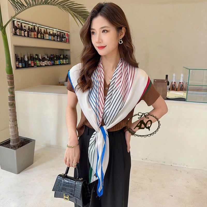 Women's Elegant Basic Lady Animal Camry Brocade Printing Silk Scarves