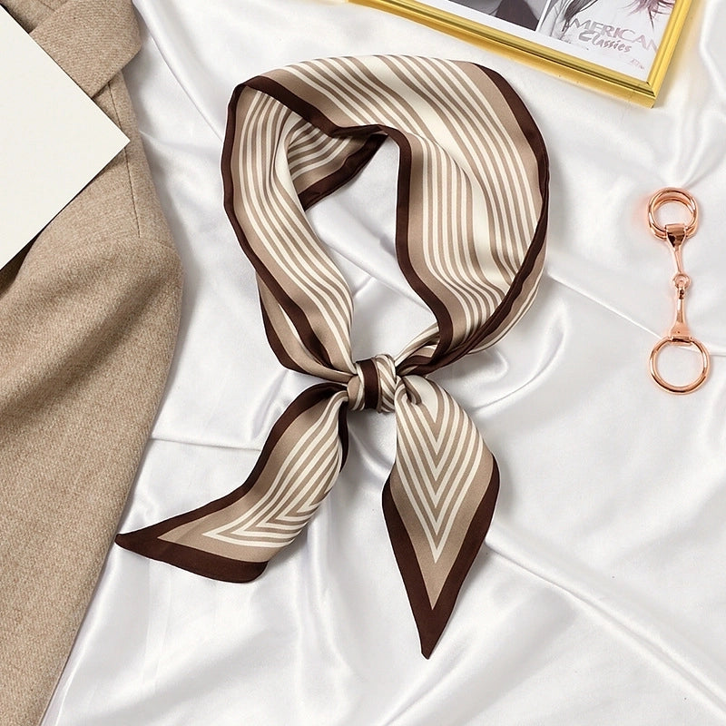 Women's Elegant Flower Satin Silk Scarf