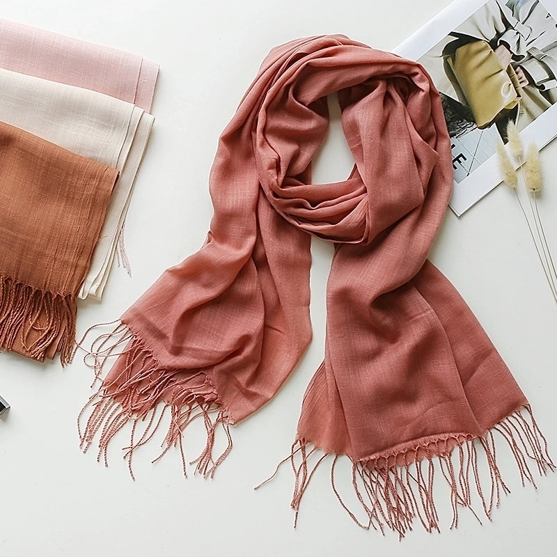 Unisex Minimalist Solid Color Polyester Scarf