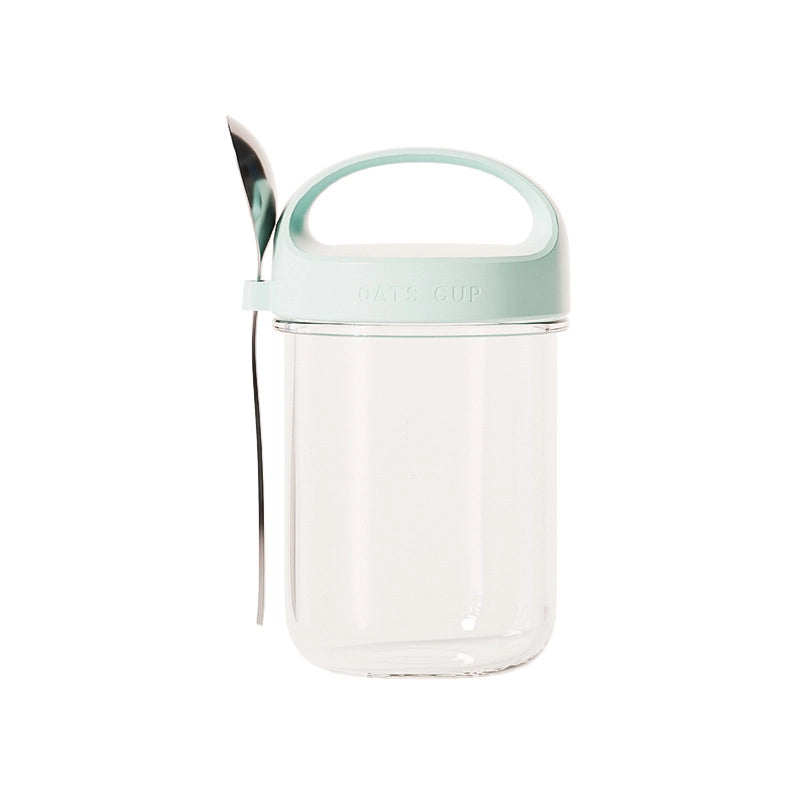 Breakfast Cup Glass Large Mouth Sealed Jar Overnight Oatmeal Cup Milkshake Cup Glass Cup With Spoon Cereal Cup Yogurt Cup