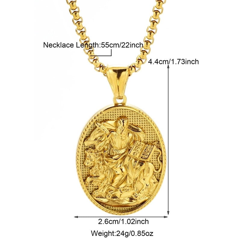 Modern Style Classic Style Portrait Cross Solid Color 304 Stainless Steel 18K Gold Plated Round Pendant Necklace