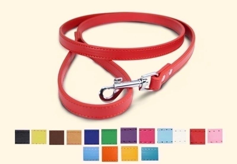 Simple Solid Color Pet Dog Cat Anti-lost Pu Leather Hand Holding Rope