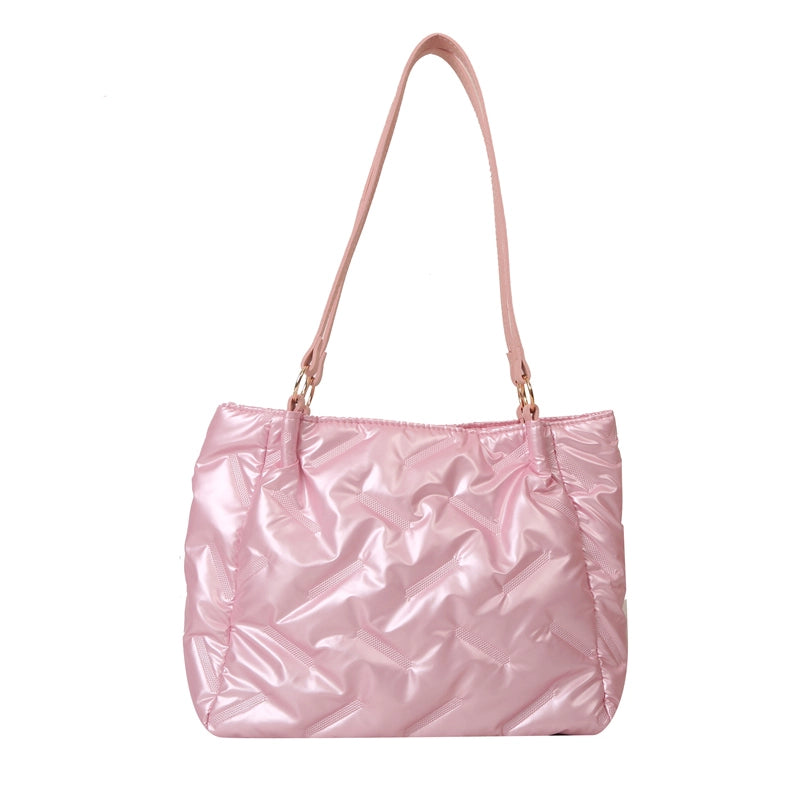 Women's Water Repellent Solid Color Classic Style Square Zipper Shoulder Bag