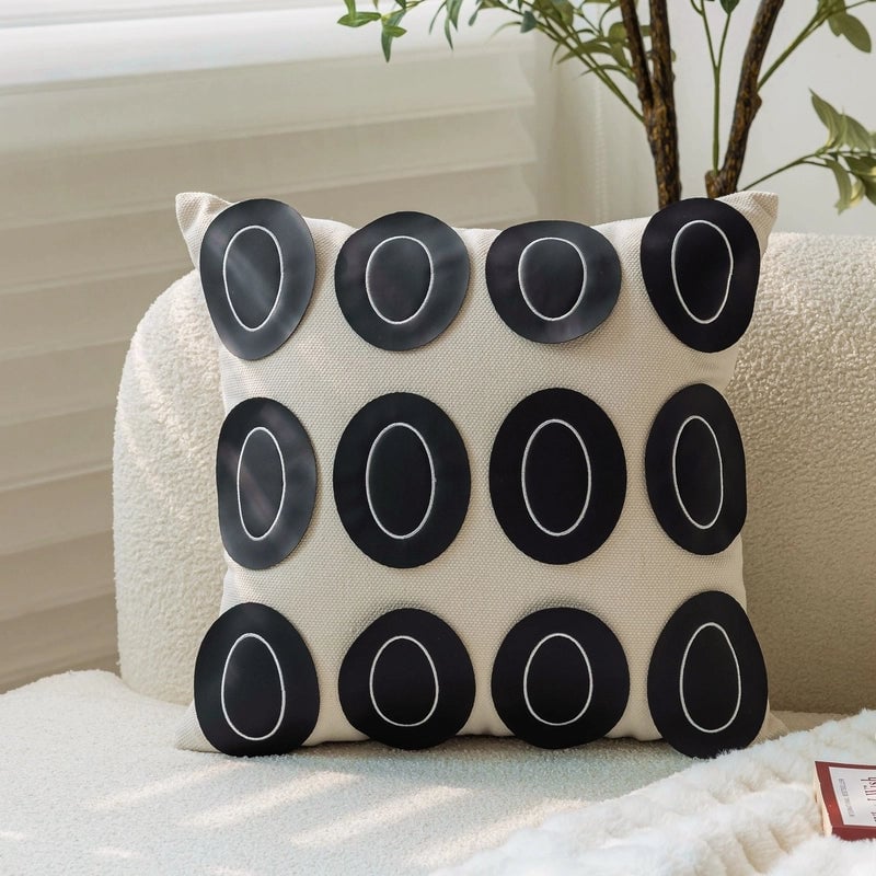 Classic Style Geometric Lattice Solid Color Pu Leather Pillow Cases Couch & Sofa Decor