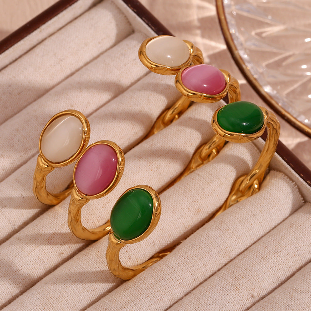 Fashion Ellipse Circle Stainless Steel 18K Gold Plated Bangles