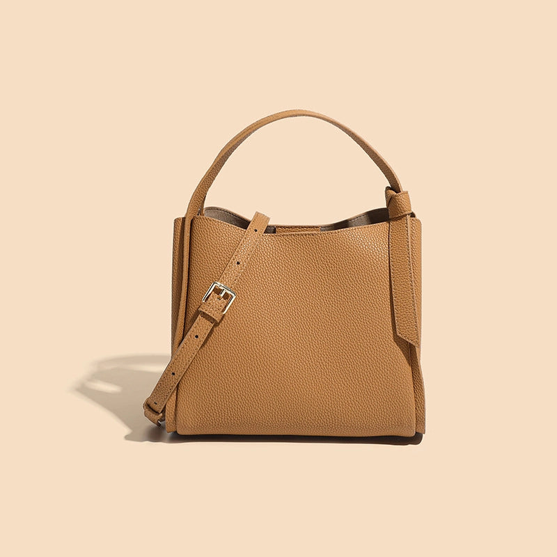 Bucket Bag For Women Genuine Leather High-grade Simple Portable Shoulder Bag Messenger Bag For Women