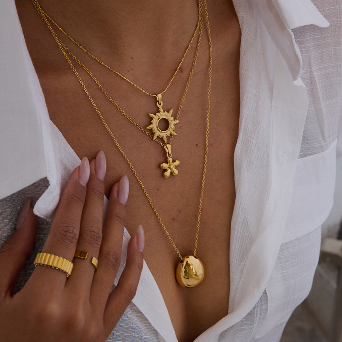 Jie Ding 18K Gold Stainless Steel Necklace Simple Jewelry Titanium Steel