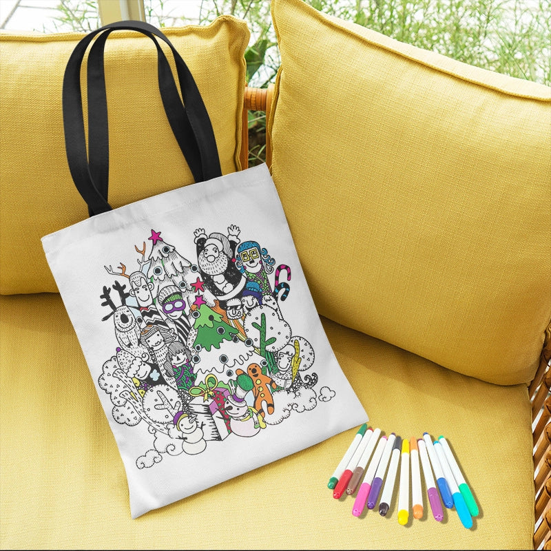 Women's Canvas Printing Butterfly Streetwear Square Open Canvas Bag
