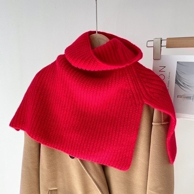 Autumn And Winter  Solid Color Warm Pullover Scarf High Collar Split Scarf Knitted Wool Simple Shawl