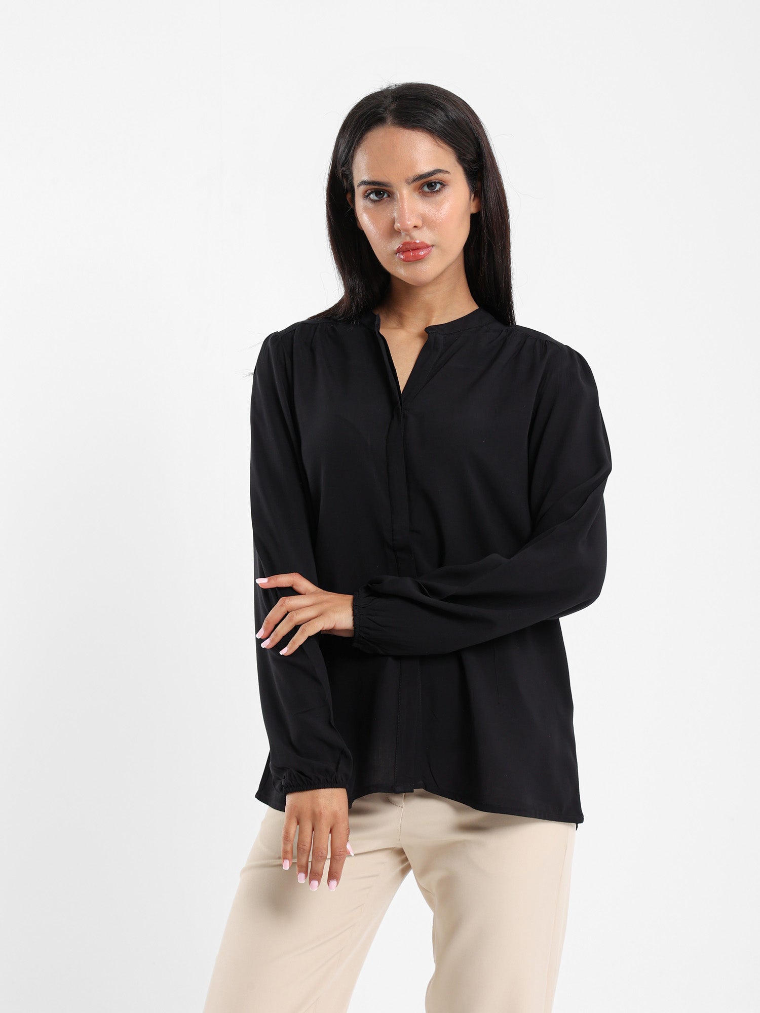 V-Neck Long Sleeve Blouse