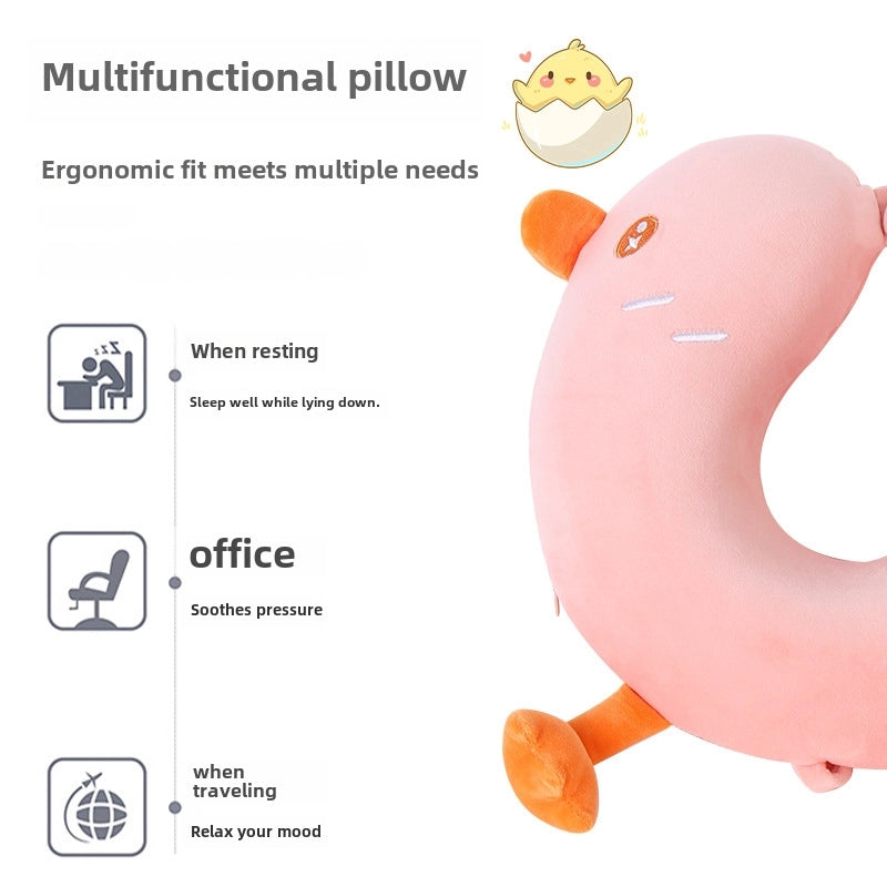 Cartoon Memory Cotton U-shaped Pillow Leisure House Travel Office Neck Pillow Slow Rebound Aircraft Travel Neck Pillow