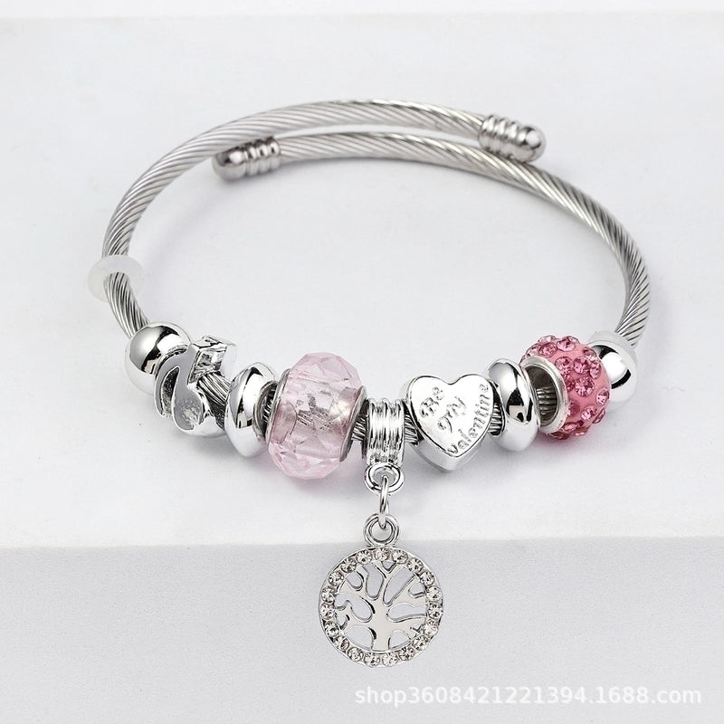 Elegant Heart Shape Butterfly Stainless Steel Asymmetrical Plating Bangle