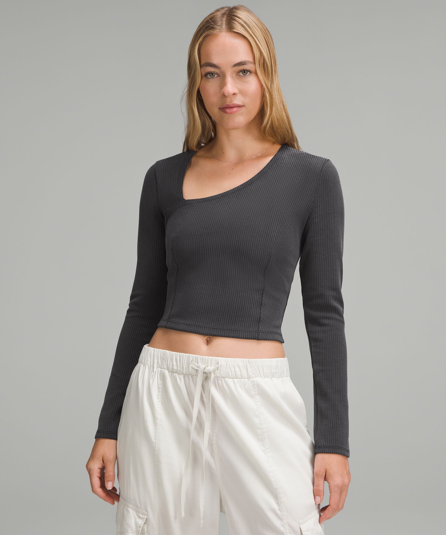 Ribbed Softstreme Asymmetrical Long-Sleeve Shirt