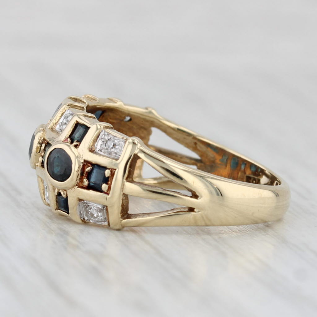 0.66ctw Blue Sapphire Diamond Ring 14k Yellow Gold Size 7.25
