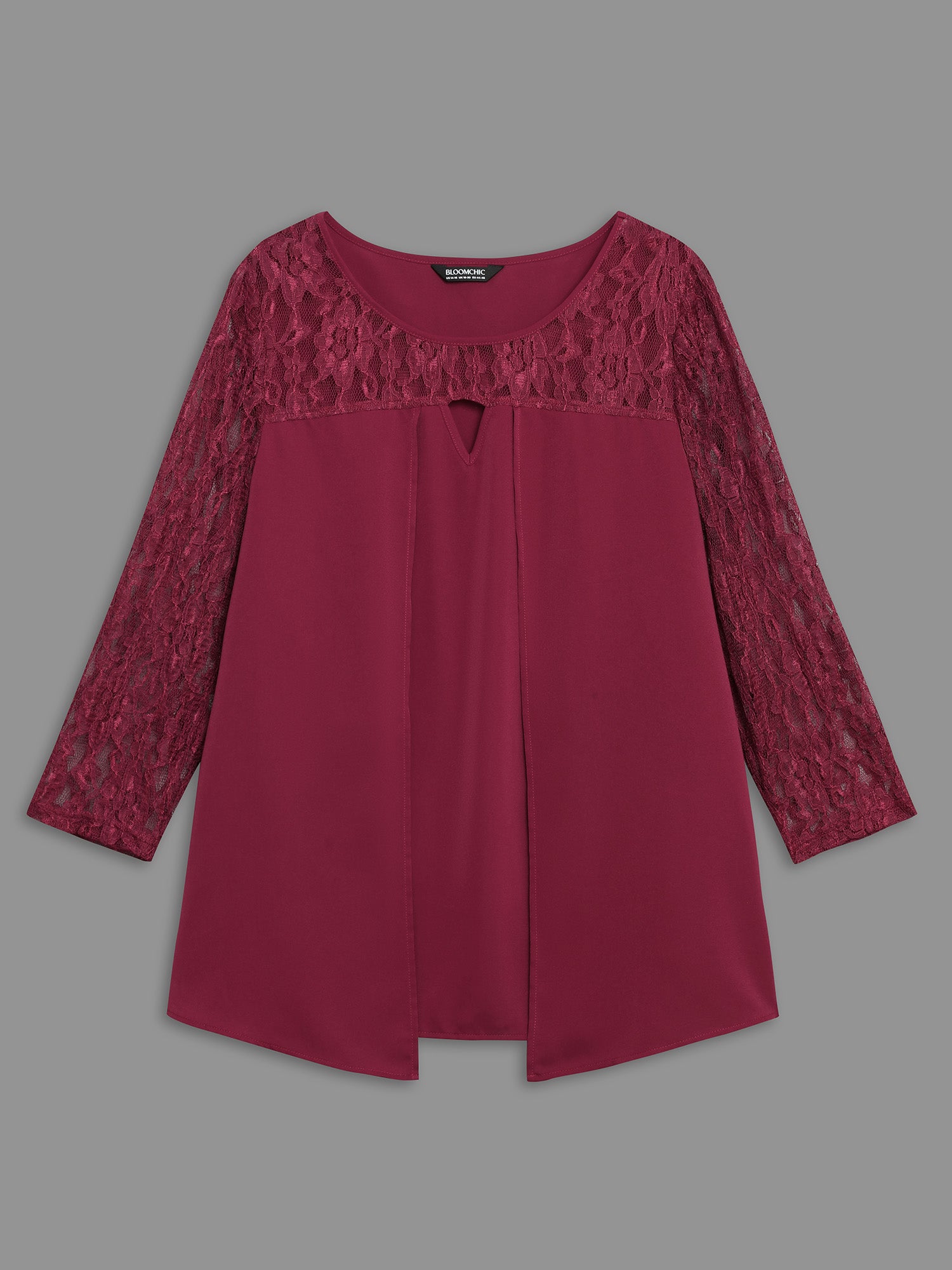 Sheer Lace Sleeve Neck Cut-Out Shirt