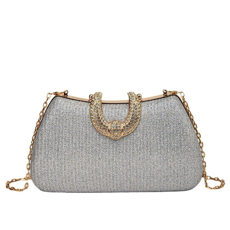 Silver Gold Pink PVC Solid Color Square Evening Bags