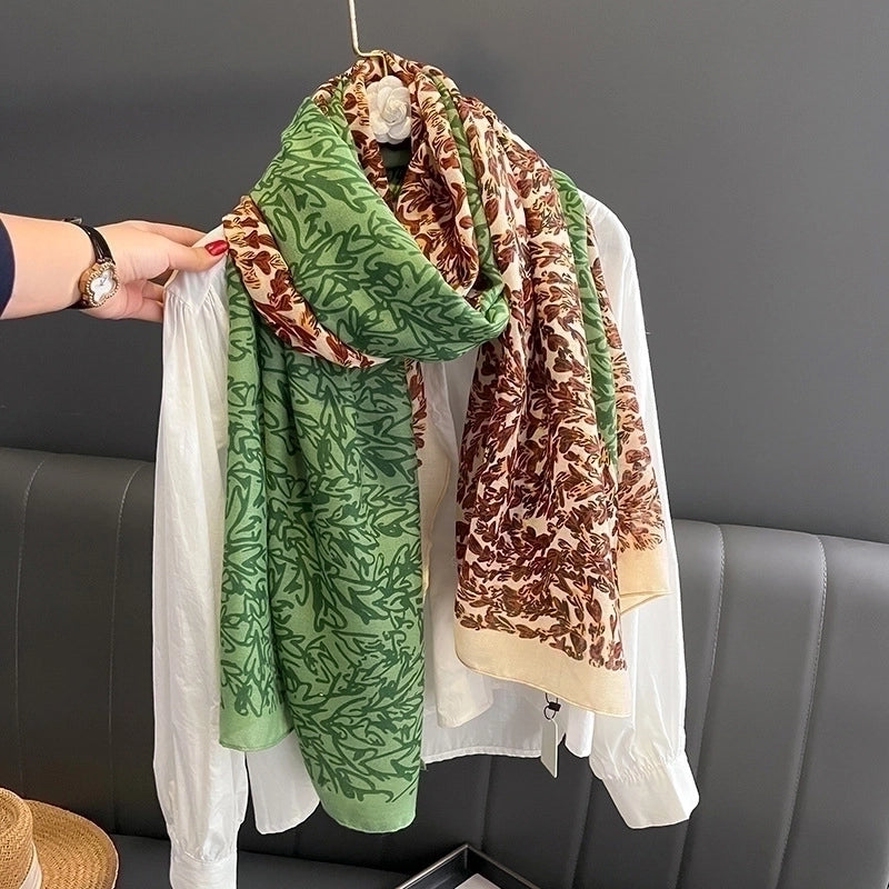 Women's Elegant Minimalist Digital Printing Polyester Silk Scarf