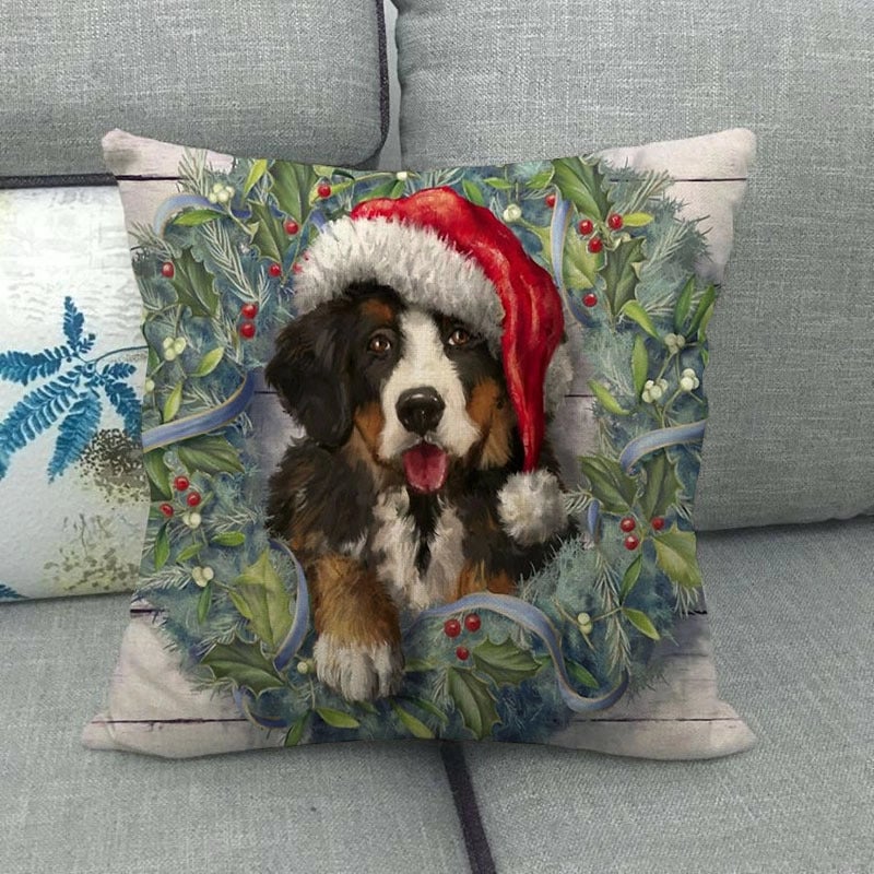 Christmas Modern Style Classic Style Christmas Tree Santa Claus Dog Linen Pillow Cases Couch & Sofa Decor