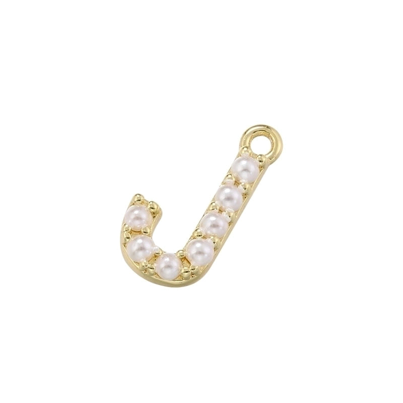 Casual Elegant Minimalist Letter Copper Plating Inlay Artificial Pearls 18k Gold Plated Charms