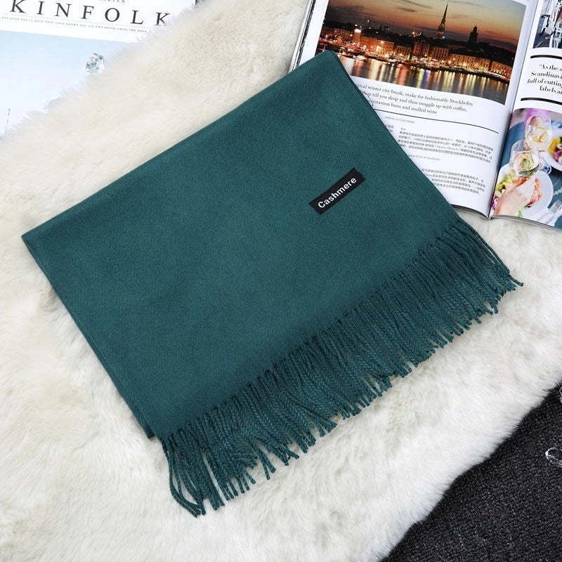 Autumn And Winter Imitation Cashmere Scarf Classic Double-sided Solid Color Men's And Women's Warm Large Shawl Dual-use Scarf