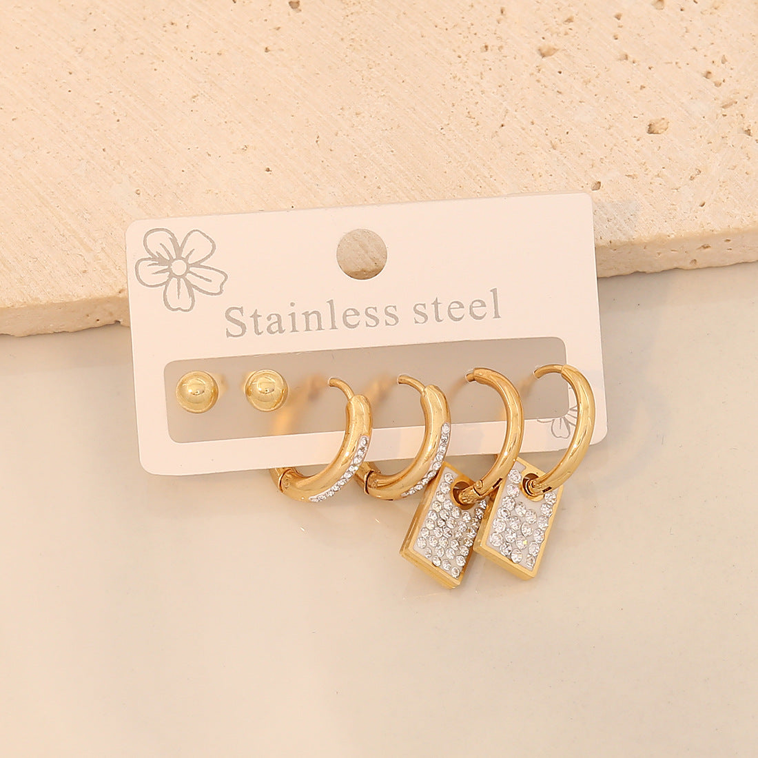 Fashion Heart Stainless Steel Electroplating Earrings