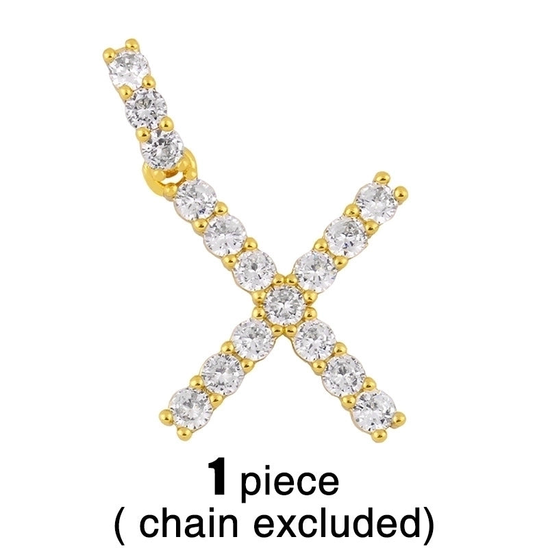 Copper Tennis Chain Inlaid Zircon Letter Necklace