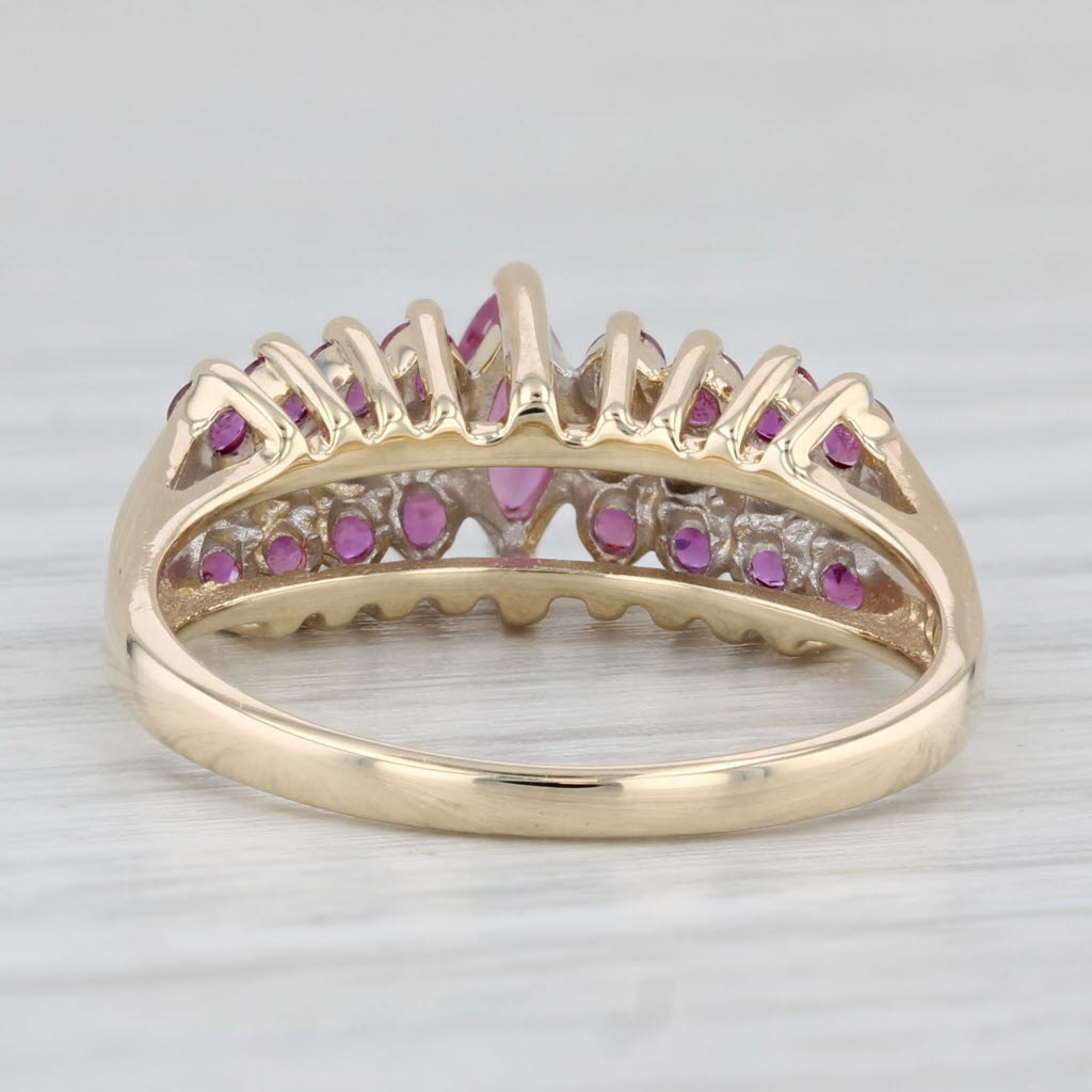 0.64ctw Marquise Ruby Diamond Ring 14k Yellow Gold Size 6.5 Tiered Band